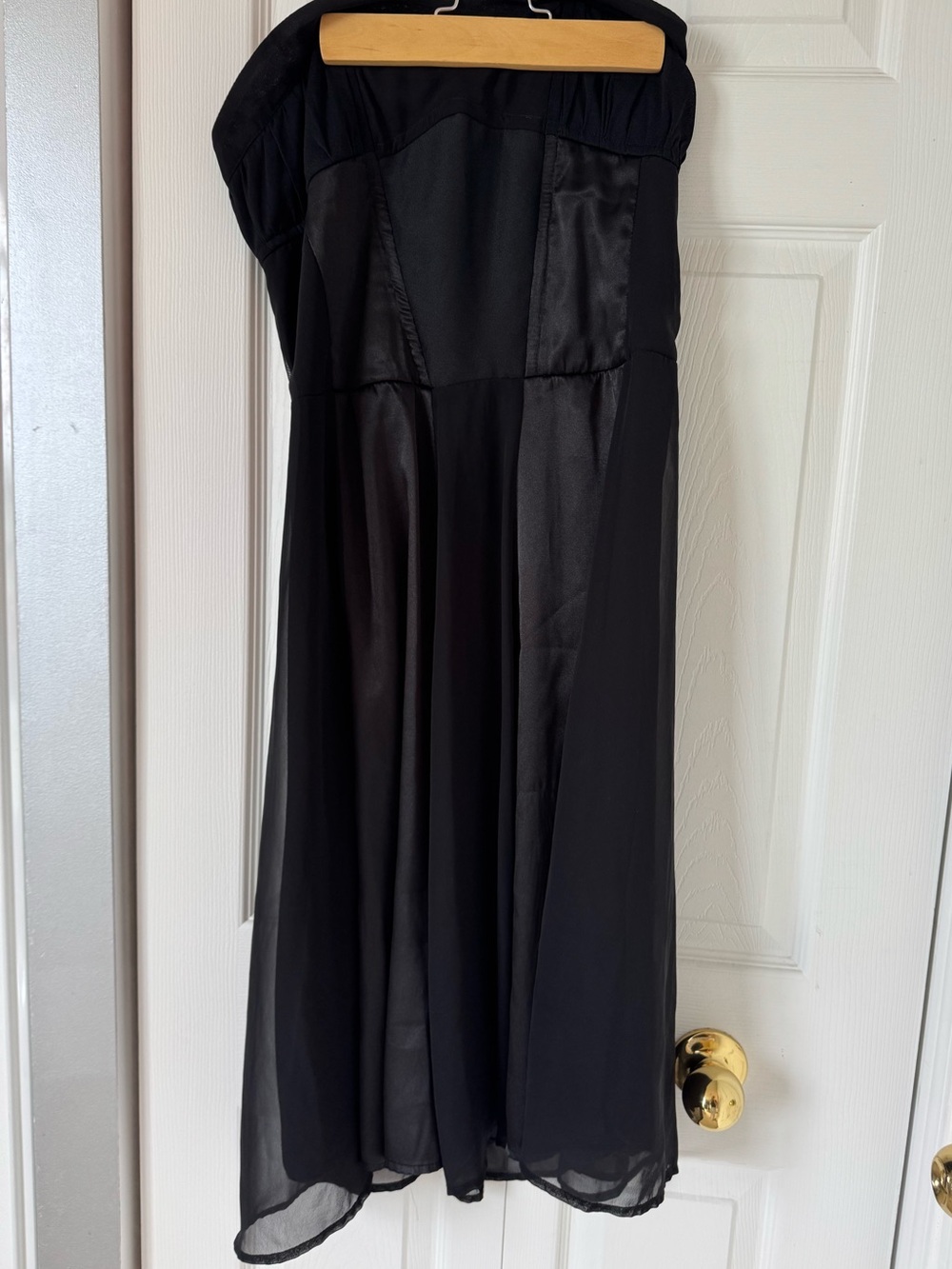 Size large L le chateau Black Strapless Satin Cocktail Dress corset style satin - Picture 5 of 15